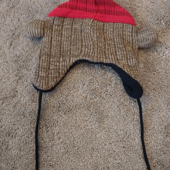Playful Sock Monkey Hat with Ear Flaps - Picture 4 of 5
